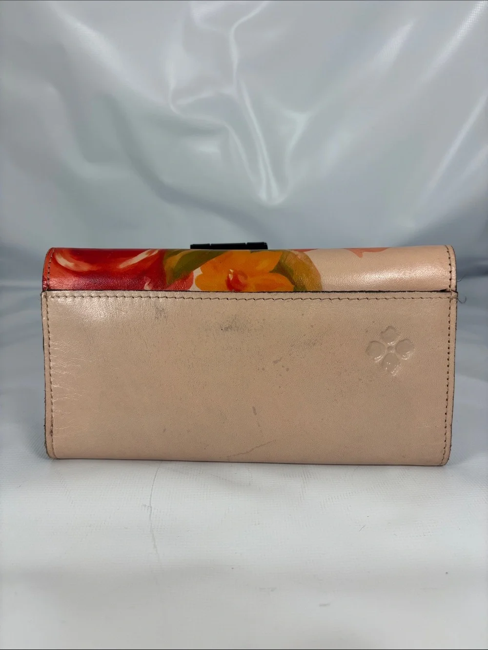 Patricia Nash Peach Wallet Clutch with Red Floral Print